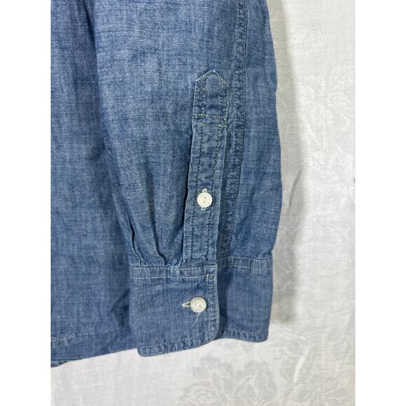 J Crew Denim Button Up 14 Blue Jean Cotton Long Sleeve Western - Picture 2 of 7
